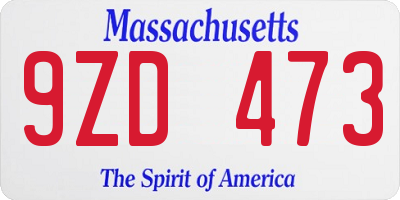 MA license plate 9ZD473