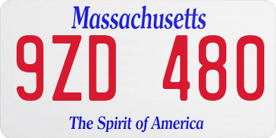 MA license plate 9ZD480