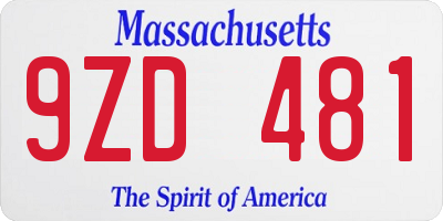 MA license plate 9ZD481