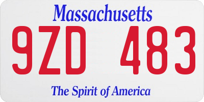 MA license plate 9ZD483
