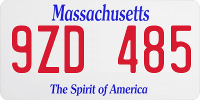 MA license plate 9ZD485