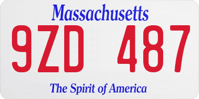 MA license plate 9ZD487