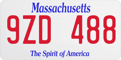 MA license plate 9ZD488