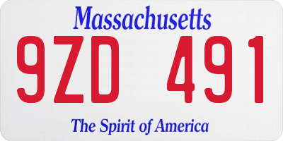 MA license plate 9ZD491