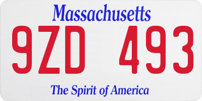 MA license plate 9ZD493