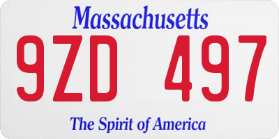 MA license plate 9ZD497