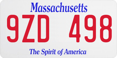 MA license plate 9ZD498