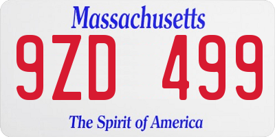 MA license plate 9ZD499