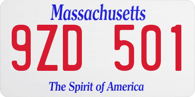 MA license plate 9ZD501