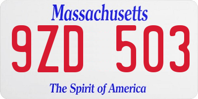 MA license plate 9ZD503