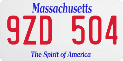 MA license plate 9ZD504