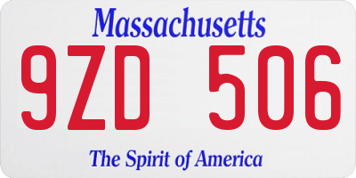 MA license plate 9ZD506