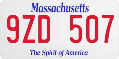 MA license plate 9ZD507