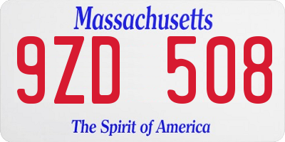 MA license plate 9ZD508