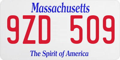 MA license plate 9ZD509