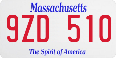 MA license plate 9ZD510