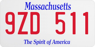 MA license plate 9ZD511