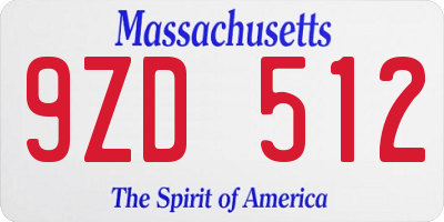 MA license plate 9ZD512