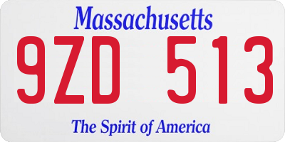 MA license plate 9ZD513