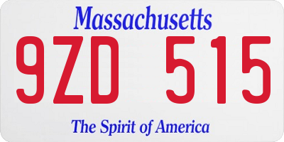 MA license plate 9ZD515