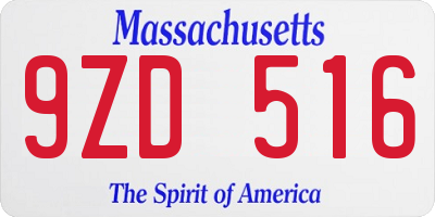 MA license plate 9ZD516