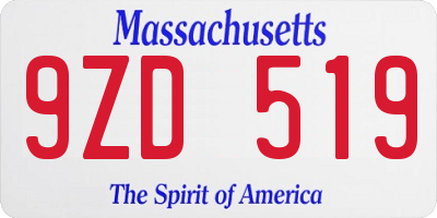 MA license plate 9ZD519