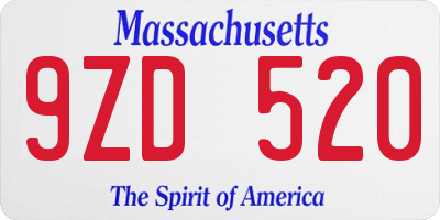 MA license plate 9ZD520