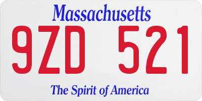 MA license plate 9ZD521