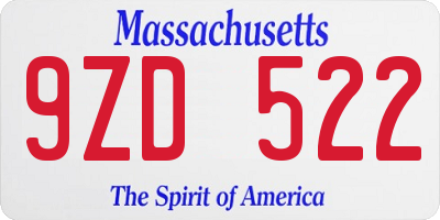 MA license plate 9ZD522