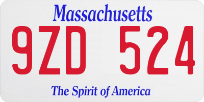 MA license plate 9ZD524