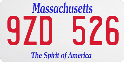 MA license plate 9ZD526