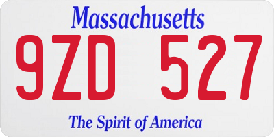 MA license plate 9ZD527