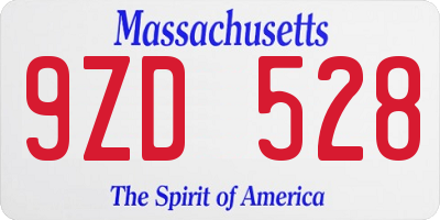 MA license plate 9ZD528