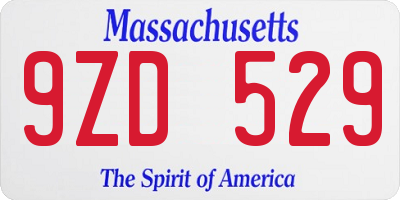 MA license plate 9ZD529