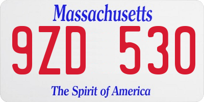 MA license plate 9ZD530