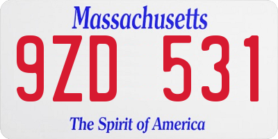 MA license plate 9ZD531