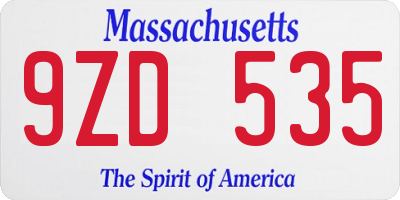 MA license plate 9ZD535
