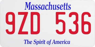 MA license plate 9ZD536