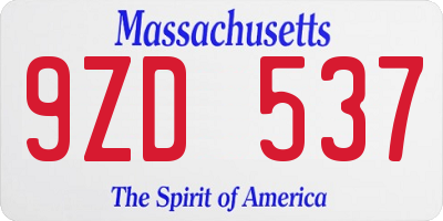 MA license plate 9ZD537