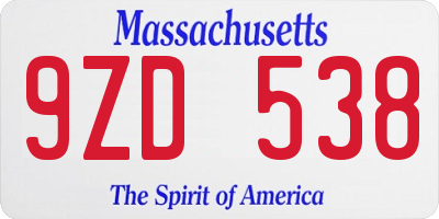 MA license plate 9ZD538