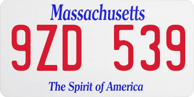 MA license plate 9ZD539