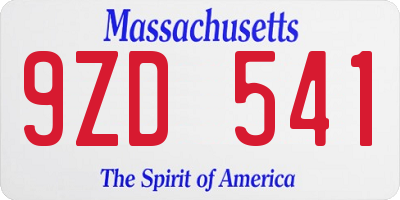 MA license plate 9ZD541