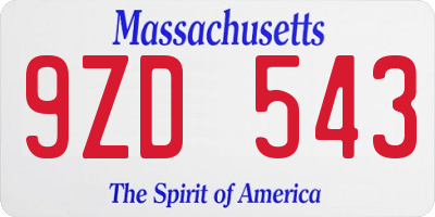 MA license plate 9ZD543