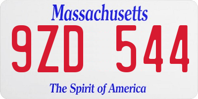 MA license plate 9ZD544