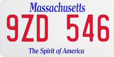 MA license plate 9ZD546