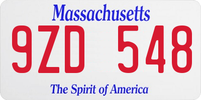 MA license plate 9ZD548