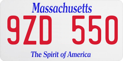 MA license plate 9ZD550