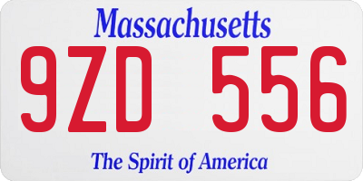 MA license plate 9ZD556