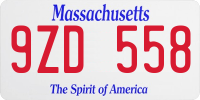 MA license plate 9ZD558