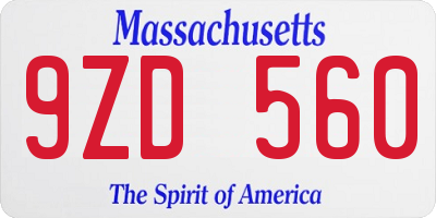 MA license plate 9ZD560